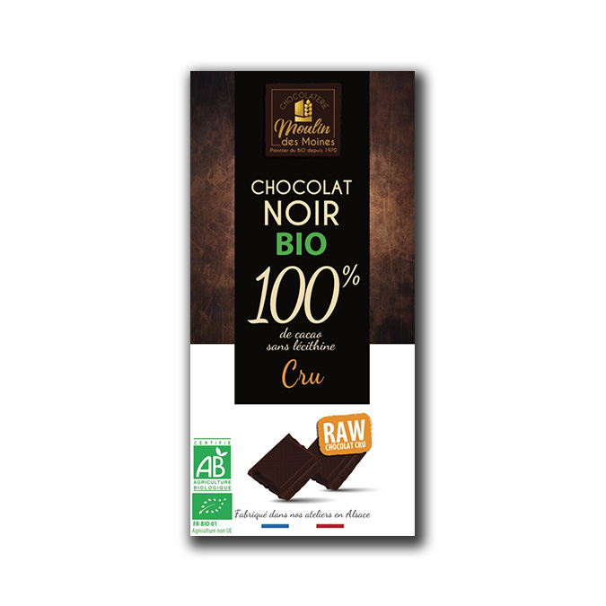 Tablette Chocolat noir cru 100% raw bio - 100g