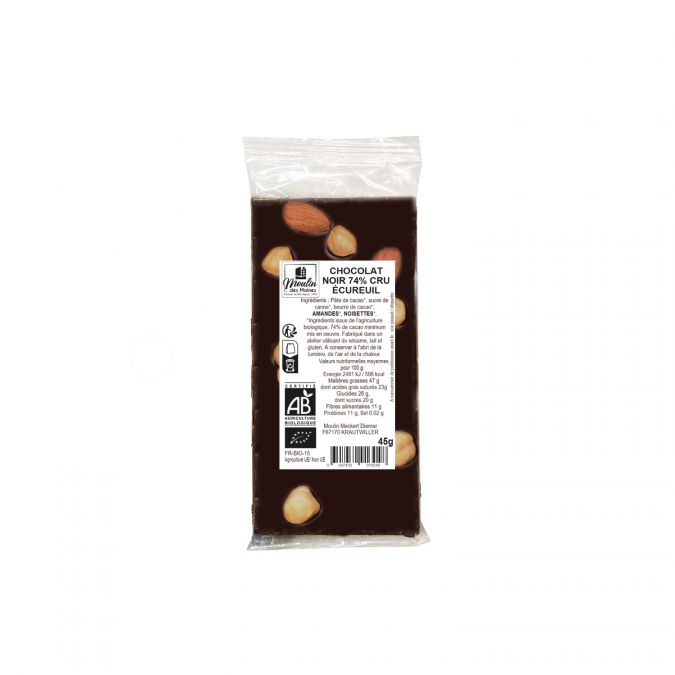 Tablette Chocolat noir 74% écureuil bio - 45g