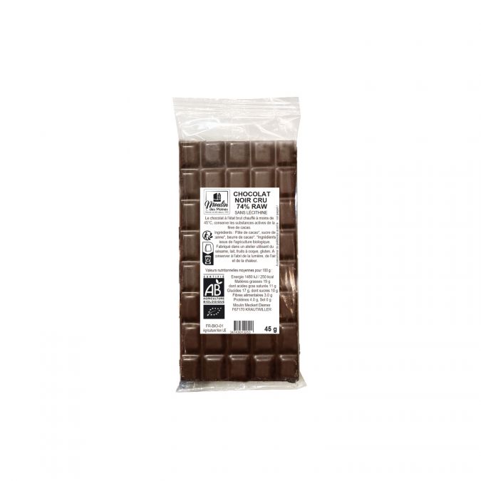 Tablette Chocolat noir cru bio - 45g