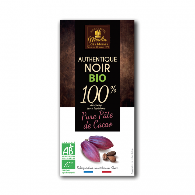 Tablette pure pâte de cacao bio - 100g